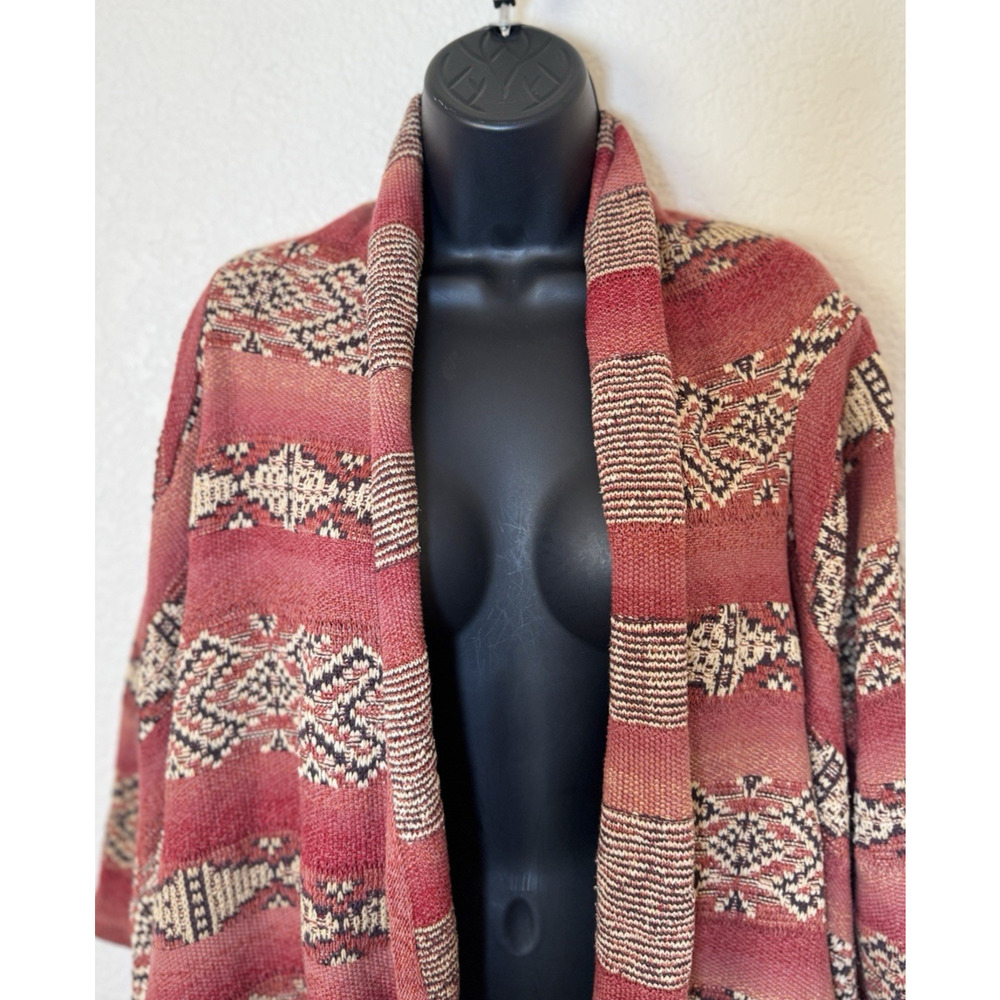 Lauren Ralph Lauren Southwestern Shawl Cardigan S/M Cotton Linen Silk Boho - Picture 7 of 12